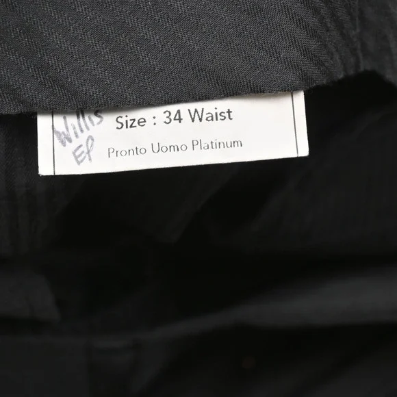 Pronto Uomo 40R 34x32 Black 100% Wool Mens Jacket Pants Suit